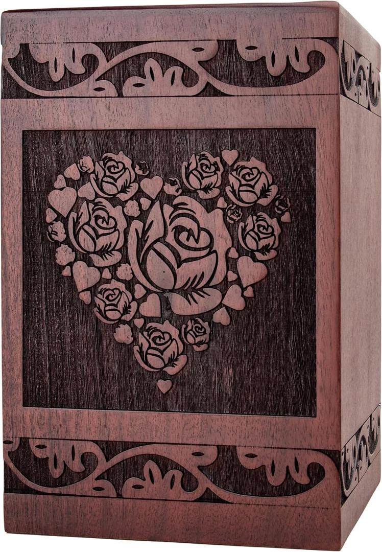 Urns for Ashes for Women - Heart Cremation Urns for Human Ashes, Urn for Human Ashes Adult Female, Decorative Urns, Funeral Urn (Medium-180 Cu.in)