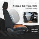 Coverado Car Seat Covers Full Set, Front Seat Covers with Lumbar Support and Back Seat Cover Waterproof Leather Automotive Seat Cover, Universal Car Interior Protectors Cushion for Most Cars
