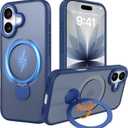 IYH Magnetic Case for iPhone 17 6.3 inches, 360 Rotatable Ring Stand, MagSafe Compatible, Military-Grade Shockproof, Translucent Design Skin-Feel TPU Frame(Blue)