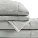 True North by Sleep Philosophy Micro Fleece Bed Sheet Set, Warm, Sheets with 14" Deep Pocket, for Cold Season Cozy Sheet-Set, Matching Pillow Case, Queen, Grey, 4 Piece