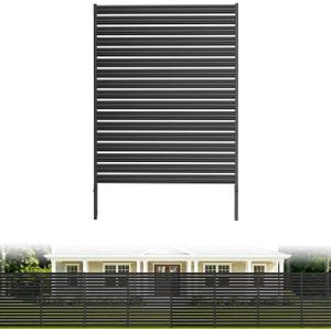 1 Panel No-Dig Metal Privacy Fence Screen, 60" H × 48" W Outdoor Air Conditioner Fence, Rustproof AC Unit Cover to Hide Trash Bins, Pool Equipment Enclosure, Decorative Garden, Patio & Backyard