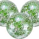 3-Pack Decorative Ball for Bowls, 2.4 Inch Mosaic Glass Balls Decorative Glass Orbs for Home Decor/Dining Tables/Wedding Party/Coffee Table/Centerpiece Decor [Light Green]