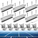 Anbte Solar Panel Bracket Kit, 6 Pcs 7.87 in Aluminium Solar Panel Mounting Rail 30mm/35mm Solar Panel End Clamps, Solar Panel Brackets for Metal Roof, Tin Roof, Flat Roof, Sheet Roof, RV, Silver