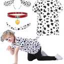 Z-Shop Halloween Dalmatian Costume Kids,Boys Girls 101 Days Of School Outfit Shirt Headband Ears and Tail Accessories,6