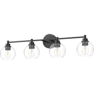 VONLUCE Bathroom Light Fixtures, 4-Light Bathroom Vanity Light with Globe Glass Shades E26 Sockets, Vanity Lights Over Mirror for Bedroom Hallway Living Room, Black Finish