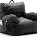 Big Joe Dorm Bean Bag Chair with Drink Holder and Pocket, Black Smartmax, Durable Polyester Nylon Blend, 3 feet (Stretch Limo Black)
