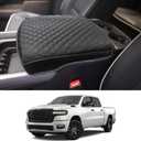 Center Console Cover Fits 2019-2025 Ram 1500 2500 3500 PU Leather Armrest Box Protective Cover for 5th Ram 1500 Center Console Middle Console Cover Accessories Bucket Seat Only
