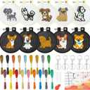 WATINC 10Pcs Embroidery Kit for Kids Stamped Cross Stitch, DIY Key Chain with Puppy Patterns Needlepoint Starter Kits, Craft Supplies for Beginners Children Adults Schoolbag Charms Ornaments (Multicolor)