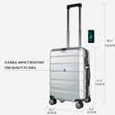 KROSER Hardside Expandable Carry On Luggage with Spinner Wheels & Built-in TSA Lock, Durable Suitcase Rolling Luggage with USB Port, Carry-On 20-Inch, Silver Grey, 93 liters