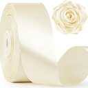 Mauproy 1-1/2 Inch Wide Ivory Satin Ribbon, 50 Yards Solid Polyester Fabric Ribbon for Roses Making, Mother's Day, Gift Wrapping, Flower Bouquets, Wedding Decorations, Handmade Crafts