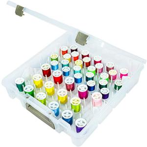 ArtBin Super Satchel Thread Box - Versatile Thread Storage for Sewing, Embroidery, and Quilting - 108 Pegs, Portable Design, Compatible with ArtBin Accessories - Made in USA, Transparent and Compact