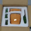 Cactus Measuring Spoons Set in Pot, Cute Ceramic Measuring Spoons and Cups, Kitchen Cacti Spoon with Holder, Baking Measuring Cups Ornaments Gift (4 Color Spoon/Wave Pattern Base)