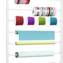 Yonynise Ribbon Storage Organizer,31.5-inch Width Wall Mounted Ribbon Holder Rack,7 Tier Large Capacity Metal Ribbon Storage for Craft Room,Flower Shop,Cake Shop,Gift Wrapping Paper,White