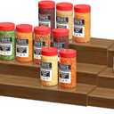 Bamboo Spice Rack Cabinet Organizer - 3 Tier Wooden Expandable Walnut Display Shelf (Brown)