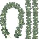 CEWOR 3 Pack Artificial Eucalyptus Garland 146 Leaves Greenery Silk Leaves Vines Artificial Silver Dollar Eucalyptus Plants for Wedding Party Home Decoration