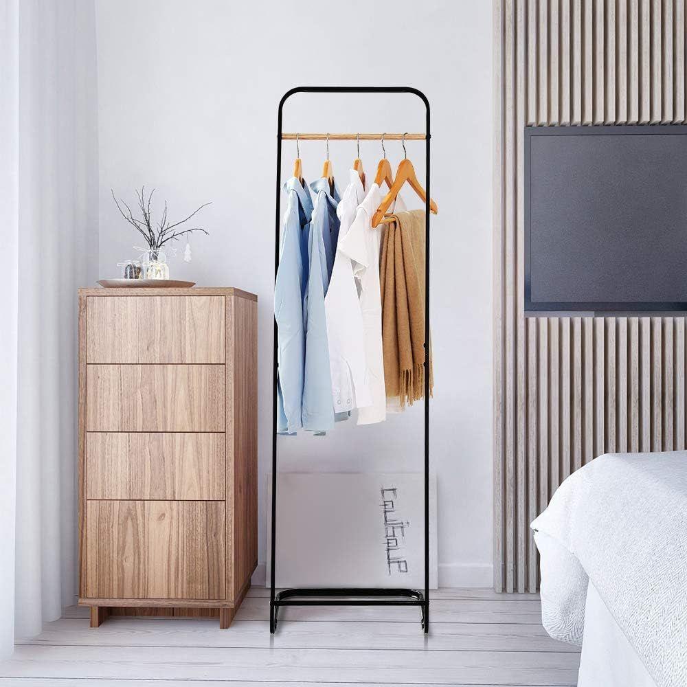 JEFEE Garment Rack Hang Clothes Rack Simple Garment Rack for Garment Storage Display, Heavy Duty Metal Clothes Rack, Free Standing Garment Racks Hang Small Area for Office bedroom, Black