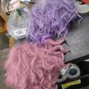Short Bob Wigs with Bangs for Women Loose Wavy Wig Curly Wavy Shoulder Length Bob Synthetic Cosplay Wig for Girl Colorful Costume Wigs, 2 Pack, (Violet and Pink)