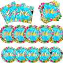 Summer Birthday Party Decorations,Aloha Tropical Party Tableware Hawaiian Plates and Napkins Party Supplies for Hawaiian Luau Party Theme Birthday Decorations
