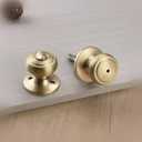 2 Pack Gold Door Knobs,Interior Door Knob with Lock,Coastal Style Satin Brass Door knob for Privacy and Bedroom