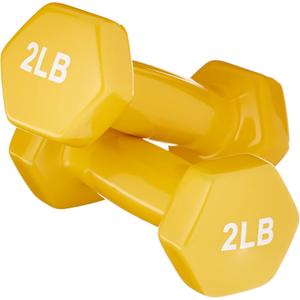 Amazon Basics Vinyl Coated Dumbbell Hand Weights, 2 Pounds, Pair