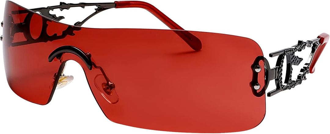 SENMARIES Rimless Y2k Sunglasses For Women Men Rectangle Vintage glasses Fashion Flame Metal Sunglass Frameless Retro Eyewear