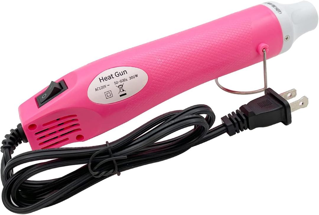 Heat Gun, Mini Hot Air Gun for DIY Crafts Portable Heat Air Gun Tool for Embossing Shrink Wrapping Drying Paint (Pink)