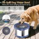 UPSKY Dog Water Bowl No Spill 12L Stainless Steel, 3.17 Gallon Large Capacity Spill-Proof Dog Bowls, Non-Slip Slow Drinking Anti-Splash Bowl for Large Messy Drinkers, No Mess Indoor/Outdoor Use, Blue