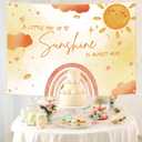 7x5ft Boho Sunshine Baby Shower Backdrop - A Little Ray of Sunshine is Almost Here Banner, A Little Sunshines is on The Way Baby Shower Backdrop Party Decorations