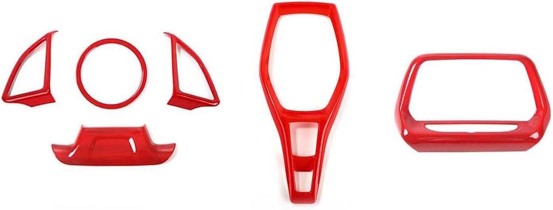 for Camaro Interior Trim Kit, 6PCS Gear Shift Panel Trim 8-Inch Large Navigation Screen Radio Cover Compatible with 2017-2023 Chevy Camaro, Red (8" Large Screen)