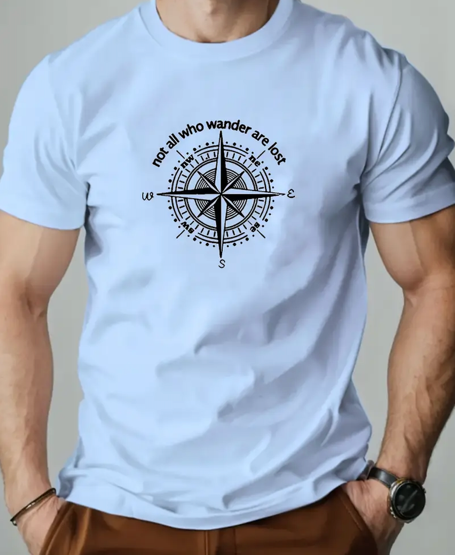 Graphic T-Shirt Not All Who Wander are Lost Funny Tees for Women Summer Casual Tops Athletic Shirts, Size M