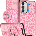 Samsung Galaxy S24 Ultra Case - with Ring Stand & Camera Cover Aesthetic Cute Designed Samsung S24 Ultra Phone Case Compatible with Magsafe,  Pink