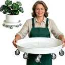 Rolling Planter Caddy(470lbs Capacity), Heavy Duty Metal Plant Stand with Brake Wheels Plant Dolly Mover Plant Pot Tray Saucer for Indoor Outdoor 18inches White