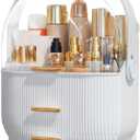 Makeup Organizer Skincare Organizers - Cosmetic Display Cases with Transparent Cover, SkinCare Organizers for Bathroom Countertop, Bedroom Vanity Desk, Lipstick Organizer, White