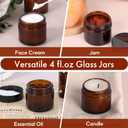 2 oz Amber Glass Jars with Lids 17Pack, Small Jars with Inner Liners for Sample, Powder, Cream, Lotion and Ointments with Stickers & Spatulas Included