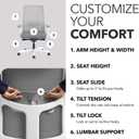 HON Ignition 2.0 Ergonomic Mesh Office Chair, Mid-Back, Synchro-Tilt, Home Office Desk Chairs, Basalt Seat Fabric, Fog Mesh, White Frame, Titanium Grey Adjustable Lumbar, Oversized