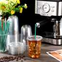 Baderke 50 Sets Clear Plastic Cups with Lids and Straws Disposable Plastic Iced Coffee Cups for Cold Beverage Juice Smoothie Coffee and Party Catering (16 oz)