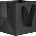 KEYYOOMY 20 CT Black Paper Bags Square Gift Bags with Handles 6x6 in Small Square Bottom Kraft Paper Gift Bag Party Favor Bag for Wedding Birthday Christmas Small Business (6x6x6 in, Black)