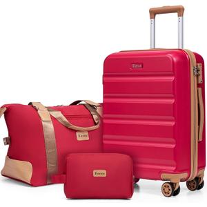 Luggage Sets 3 Piece,Suitcases with Wheels,Carry On Luggage Set,ABS Hard Case Luggage with TSA Lock Spinner Wheels(3 Piece Sets,Red(20"/DB/TB))