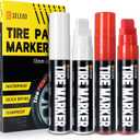 SELEAD Jumbo Tire Marker White Red - 4 Pack 15mm Wide Tip Paint Pens for Car Tires Lettering, Large Capacity Premium Ink Waterproof Permanent Markers