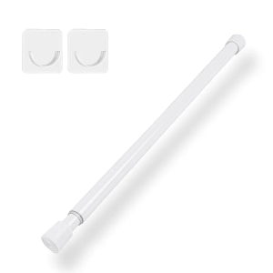 15.7 to 54.7 Inches, Small Spring Tension Curtain Rod, No Drill Curtain Rods for Windows, Bathroom, Closet, Non-Slip, Anti-Rust, 0.63" Diameter, White, 1 piece
