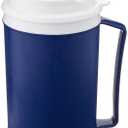 Sammons Preston Insulated Mug with Tumbler Lid, Durable Container for Hot and Cold Liquid Beverages, Tea, Smoothies, 12 oz Blue Travel Coffee Cup with Lid for Elderly, Disabled, Handicapped, Weak Grip