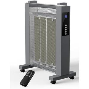 Uthfy Convection Space Heaters for Indoor Use, 1500W Quiet Mica Panel Heater for Large Room, Whole Room Electric Heater with Thermostat, ECO, Remote, Wheel, 12H Timer, Tip-Over & Overheat Protection