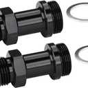 8AN Male Flare to 7/8-20 Carb Carburetor Inlet Fitting Adapter 2-1/8 Inch Long Aluminum Black, Pack of 2