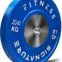 Signature Fitness Fitvids 2" Olympic Competition Bumper Plate with Steel Hub for Strength Training and Powerlifting - Minimal Bounce  45LBS Single  45-Pound, Single  Blue