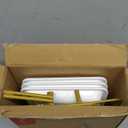 Lifewit 3 Tiered Tray Stand for Party Entertaining, 12"6.5" Serving Platters and Trays, Reusable Plastic Trays with Stable Gold Mental Stand for Veggie, Fruit, Cookies, Dessert