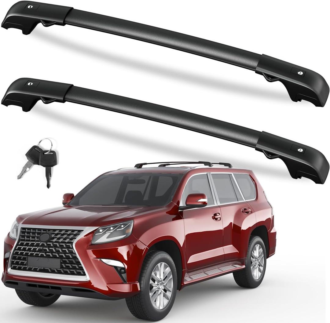 FengYu 300lb Lockable Roof Rack Cross Bars Compatible with 2010-2023 Lexus GX460, Heavy Duty Aluminum Roof Rails Crossbars Cargo Bars Canoe Rooftop Black Carrier Luggage.