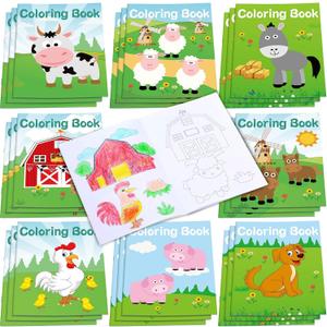 Faccito 24 Pack Coloring Books for Kids Ages 13, Mini Coloring Books for Toddlers, Bulk Birthday Party Favors, Preschool Classroom Summer Activities (Farm Animals)