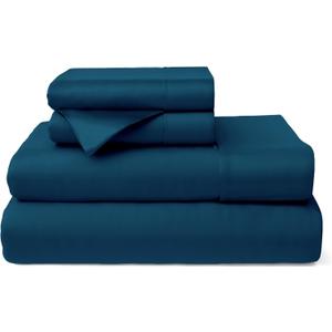 Cosy House Collection 100% Rayon Derived from Bamboo Bed Sheet Set - Cooling, Breathable, Silky Soft 4-Piece Deep Pocket Bedding Set (Queen, Marine Blue)