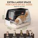 XL Stainless Steel Cat Litter Box with Enclosure and Pooper Scooper - Durable Black Metal Litter Box for Big Cats, High Sides for Anti-Leakage, Never Absorbs Odors, Non-Sticky - (60x40cm) (Black)