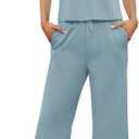 SAMPEEL Two Piece Sets for Women Summer Outfits Lounge Sets Mock Neck Tops Wide Leg Crop Pants Vacation Travel Outfits (Blue, S)